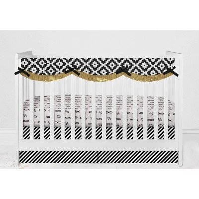 Bacati - Love Aztec Print Black Gold 10 Pc Crib Bedding Set With Long Rail Guard Cover 6 Bacati - Love Aztec Print Black Gold 10 Pc Crib Bedding Set With Long Rail Guard Cover - Image 6