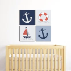 Big Dot Of Happiness Ahoy - Nautical - Kids Room, Nursery Decor And Home Decor - 11 X 11 Inches Kids Wall Art - Set Of 4 Prints