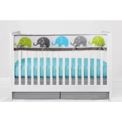 Bacati - Elephants Aqua/Lime/Gray 6 Pc Crib Bedding Set With Long Rail Guard Cover -Graco Shop GUEST 5e560476 5cc4 47c8 9598 1db2b4e63a52