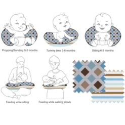 Bacati - 3 Pc Mod Diamond/Stripes Aqua Chocolate Hugster Feeding & Infant Support Nursing Pillow -Graco Shop GUEST 5eaf6119 afb7 459f 8e61 3d348841eb35