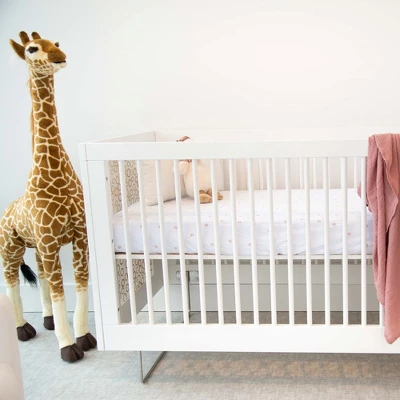 Ely's & Co. Baby Fitted Sheet 100% Combed Jersey Cotton Mauve Tulip + Stripes 1 Ely's & Co. Baby Fitted Sheet 100% Combed Jersey Cotton Mauve Tulip + Stripes