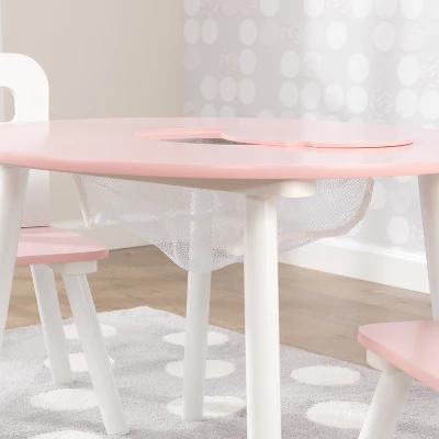 Round Storage Table And Chair Set White/Pink - KidKraft 2 Round Storage Table And Chair Set White/Pink - KidKraft - Image 2