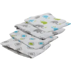 Bacati - Elephants Aqua/Lime/Gray Muslin Swaddling Blankets Set Of 4 -Graco Shop GUEST 6757f356 8969 484a ba32 9540b0c2b777