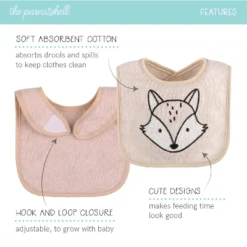 The Peanutshell Unisex Terry Bibs, 16 Pack For Feeding, Teething, Or Drooling|Neutrals