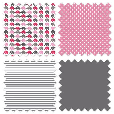 Bacati - Elephants Pink/Fuschia/Gray 3 Pc Crib Bedding Set 5 Bacati - Elephants Pink/Fuschia/Gray 3 Pc Crib Bedding Set - Image 5