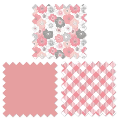 Bacati - Watercolor Floral Coral Gray 4 Pc Crib Bedding Set With Diaper Caddy 7 Bacati - Watercolor Floral Coral Gray 4 Pc Crib Bedding Set With Diaper Caddy - Image 7