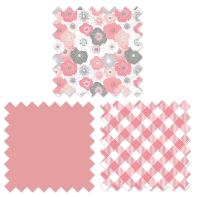 Bacati - Watercolor Floral Coral Gray 5 Pc Toddler Bedding Set 9 Bacati - Watercolor Floral Coral Gray 5 Pc Toddler Bedding Set - Image 9