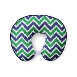 Bacati - 3 Pc Chevron/Dots Navy Green Hugster Feeding & Infant Support Nursing Pillow With 2 Removable Zippered Covers