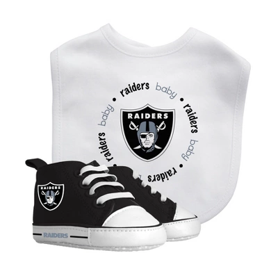 Baby Fanatic 2 Piece Bid And Shoes - NFL Las Vegas Raiders - White Unisex Infant Apparel 1 Baby Fanatic 2 Piece Bid And Shoes - NFL Las Vegas Raiders - White Unisex Infant Apparel