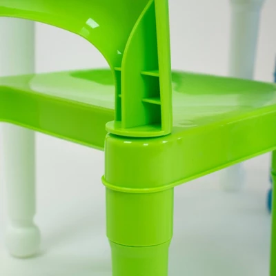 3pc Kids' 2 In 1 Square Activity Table With Chairs And 100pc Building Blocks White/Green/Blue - Humble Crew 2 3pc Kids' 2 In 1 Square Activity Table With Chairs And 100pc Building Blocks White/Green/Blue - Humble Crew - Image 2