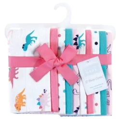 Hudson Baby Infant Girl Cotton Flannel Burp Cloths, Cuteasaurus, One Size