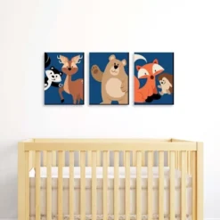 Big Dot Of Happiness Stay Wild - Forest Animals - Boy Woodland Nursery Wall Art And Kids Room Decor - Gift Ideas - 7.5 X 10 Inches - Set Of 3 Prints