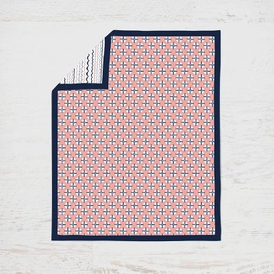 Bacati - Olivia Coral Navy 4 Pc Crib Bedding Set With Diaper Caddy 2 Bacati - Olivia Coral Navy 4 Pc Crib Bedding Set With Diaper Caddy - Image 2