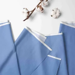 Bacati - 3 Layer Ruffled Crib/Toddler Bed Skirt - White/Blue/Gray