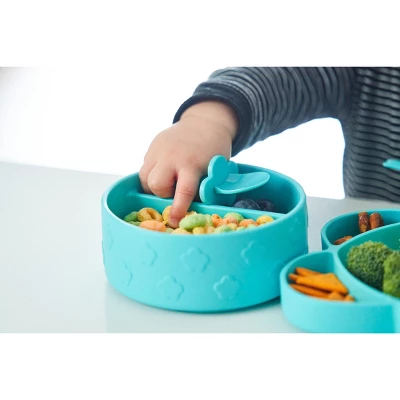 Grabease 4-Piece Stay-Put Table Set For Babies & Toddlers 6 Months & Up, Divided Bowl With Suction Bottoms Plus Self-Feeding Spoon & Fork 3 Grabease 4-Piece Stay-Put Table Set For Babies & Toddlers 6 Months & Up, Divided Bowl With Suction Bottoms Plus Self-Feeding Spoon & Fork - Image 3