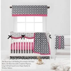 Bacati - Love Black Fuschia 6 Pc Crib Bedding Set With Long Rail Guard Cover -Graco Shop GUEST 7b905738 ef54 42d0 aa9b bbcb54d17840
