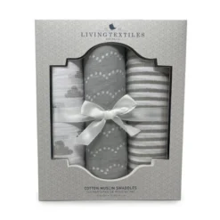 Living Textiles|3pk Muslin Swaddle - Pink