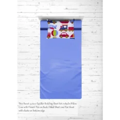 Bacati - Transportation Blue Red Green Navy Orange 3 Pc Toddler Sheet Set -Graco Shop GUEST 7c529c33 88dc 4b12 9e75 2468169f5bd3