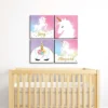 Big Dot Of Happiness Rainbow Unicorn - Kids Room, Nursery Decor And Home Decor - 11 X 11 Inches Nursery Wall Art - Set Of 4 Prints For Baby's Room