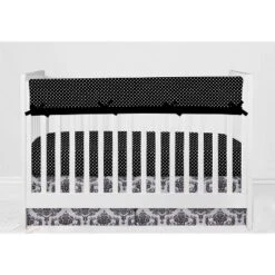 Bacati - Classic Damask Black/Grey/White 6 Pc Crib Bedding Set With Long Rail Guard Cover -Graco Shop GUEST 7d3dbd10 9bb3 47b5 a20a da93c13c3f7f
