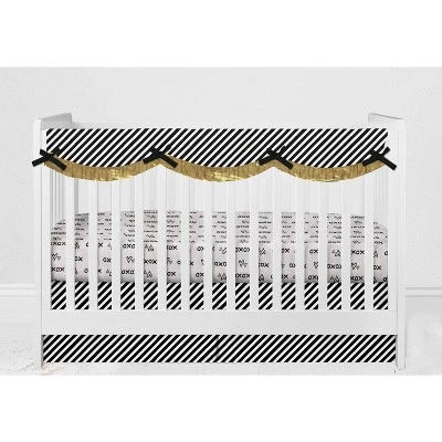 Bacati - Love Aztec Print Black Gold 10 Pc Crib Bedding Set With Long Rail Guard Cover 7 Bacati - Love Aztec Print Black Gold 10 Pc Crib Bedding Set With Long Rail Guard Cover - Image 7