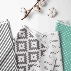 Bacati - Love Aztec Design/Print Gray Mint 4 Pc Crib Bedding Set With Diaper Caddy