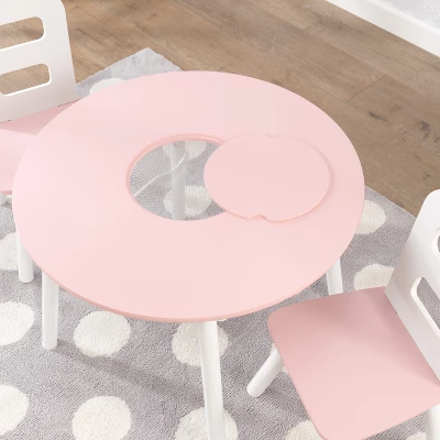 Round Storage Table And Chair Set White/Pink - KidKraft 3 Round Storage Table And Chair Set White/Pink - KidKraft - Image 3