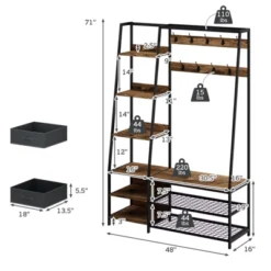 Tangkula 6-in-1 Freestanding Hall Tree Coat Rack W/ Bench & Fabric Dressers Rustic Brown -Graco Shop GUEST 7ec819ae 7448 4106 9c46 1ffb914feb5a