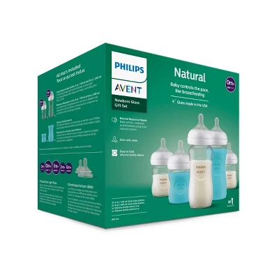 Philips Avent Glass Natural Bottle With Natural Response Nipple Baby Set - 7pc 2 Philips Avent Glass Natural Bottle With Natural Response Nipple Baby Set - 7pc - Image 2