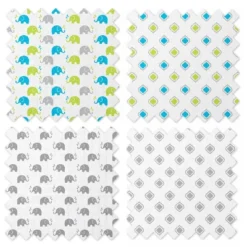 Bacati - Elephants Aqua/Lime/Gray Muslin Swaddling Blankets Set Of 4 -Graco Shop GUEST 81176c6b a7f0 4c46 a1ad 862889a47ce2