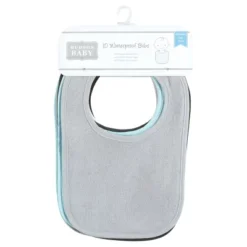 Hudson Baby Drooler Bib With Waterproof Lining, Gray Orange, One Size