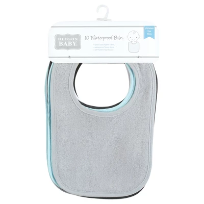 Hudson Baby Drooler Bib With Waterproof Lining, Gray Orange, One Size 1 Hudson Baby Drooler Bib With Waterproof Lining, Gray Orange, One Size