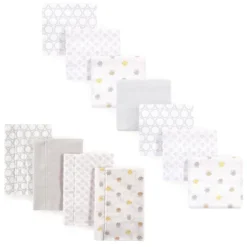 Luvable Friends Unisex Baby Cotton Flannel Burp Cloths And Receiving Blankets, 11-Piece, Owl, One Size