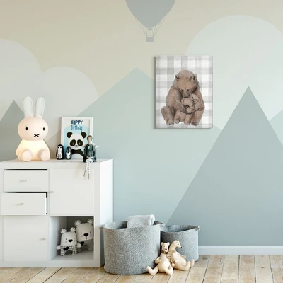 Stupell Industries Bear And Cub Nursery Illustration Grey Farmer Plaid 1 Stupell Industries Bear And Cub Nursery Illustration Grey Farmer Plaid