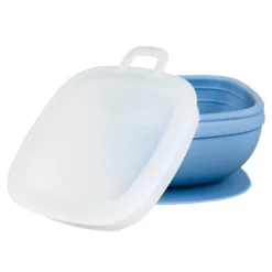 Re-Play Silicone Suction Bowl With Lid - Denim