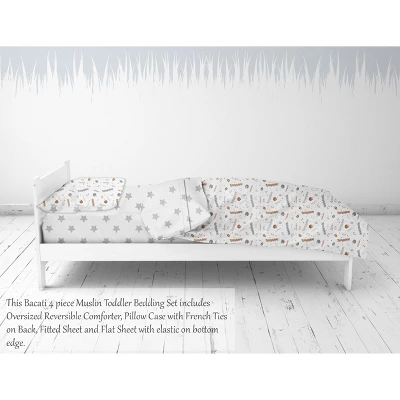 Bacati - Football Brown/Gray Muslin 4 Pc Toddler Bedding Set 3 Bacati - Football Brown/Gray Muslin 4 Pc Toddler Bedding Set - Image 3