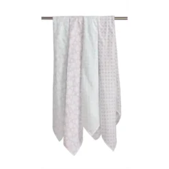 Bacati - Petals/Floral Muslin Swaddling Blankets Set Of 4 Aqua/Lilac -Graco Shop GUEST 89b9d72d fd74 4de2 bad9 e38b6a3f31be
