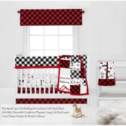 Bacati - Lumberjack Red Black Gray 6 Pc Crib Bedding Set With Long Rail Guard Cover -Graco Shop GUEST 89ee5608 72b6 4d4c 8d47 c9c1e383e983