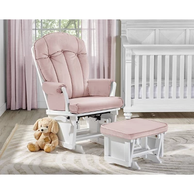 Suite Bebe Victoria Glider And Ottoman - White Wood And Pink Fabric 1 Suite Bebe Victoria Glider And Ottoman - White Wood And Pink Fabric