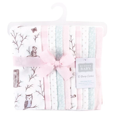 Hudson Baby Infant Girl Cotton Flannel Burp Cloths, Enchanted Forest, One Size 1 Hudson Baby Infant Girl Cotton Flannel Burp Cloths, Enchanted Forest, One Size