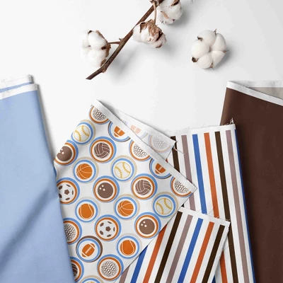 Bacati - Mod Sports Blue Orange Chocolate 4 Pc Crib Bedding Set With Diaper Caddy 1 Bacati - Mod Sports Blue Orange Chocolate 4 Pc Crib Bedding Set With Diaper Caddy