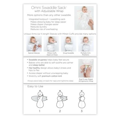 SwaddleDesigns Omni Swaddle Sack Swaddle Wrap - White - S - 0-3 Months 8 SwaddleDesigns Omni Swaddle Sack Swaddle Wrap - White - S - 0-3 Months - Image 8