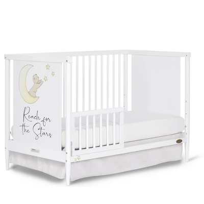 Dream On Me Moon Bear Reaching For The Stars 4 In 1 Modern Island Convertible Crib With Rounded Spindles Mural On One End Panel, White Finish 2 Dream On Me Moon Bear Reaching For The Stars 4 In 1 Modern Island Convertible Crib With Rounded Spindles Mural On One End Panel, White Finish - Image 2