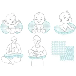Bacati - 3 Pc Houndstooth/Herringbone Aqua Muslin Hugster Feeding & Infant Support Nursing Pillow With 2 Removable Zippered Covers -Graco Shop GUEST 9278d133 ce2e 451a 8ddb b67551cd74ea