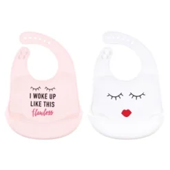 Little Treasure Baby Girl Silicone Bibs 2pk, Flawless, One Size
