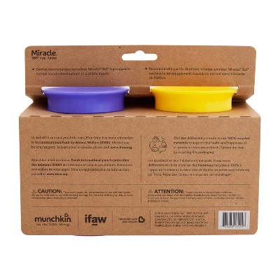 Munchkin Miracle 360° Wild Love Sippy Cup - 2pk - 9oz Total Lemur/Bee 6 Munchkin Miracle 360° Wild Love Sippy Cup - 2pk - 9oz Total Lemur/Bee - Image 6
