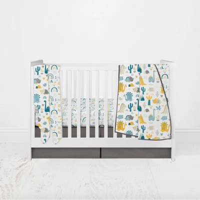 Little Dino Boys Teal/Yellow 2 Pack Muslin Swaddling Blankets 6 Little Dino Boys Teal/Yellow 2 Pack Muslin Swaddling Blankets - Image 6