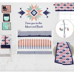 Bacati - Emma Coral Mint Navy 10 Pc Crib Bedding Set With Long Rail Guard Cover 12 Bacati - Emma Coral Mint Navy 10 Pc Crib Bedding Set With Long Rail Guard Cover -Graco Shop GUEST 94fa898b 234d 40bc a1f5 6dbd52835570