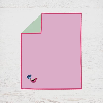 Bacati - Botanical Floral Birds Pink Multicolor 4 Pc Crib Bedding Set With Diaper Caddy 2 Bacati - Botanical Floral Birds Pink Multicolor 4 Pc Crib Bedding Set With Diaper Caddy - Image 2