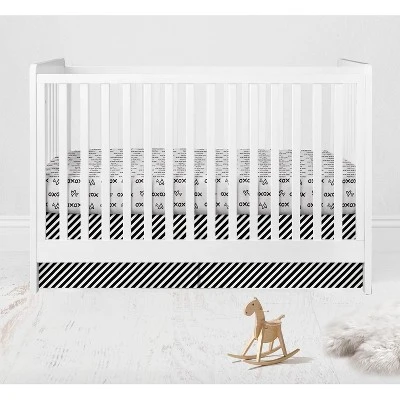 Bacati - Love Aztec Print Black Gold 10 Pc Crib Bedding Set With Long Rail Guard Cover 2 Bacati - Love Aztec Print Black Gold 10 Pc Crib Bedding Set With Long Rail Guard Cover - Image 2